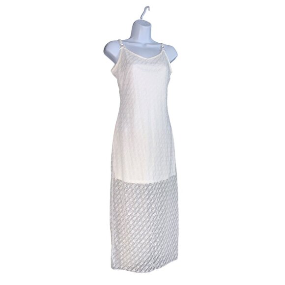 Wild Fable Womens White Sleeveless Lace Textured Maxi Slip Dress Size Large - Picture 6 of 12